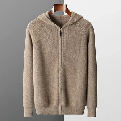 Men's Casual Zip-Up Hooded Cardigan Sweater for Everyday Comfort and Style