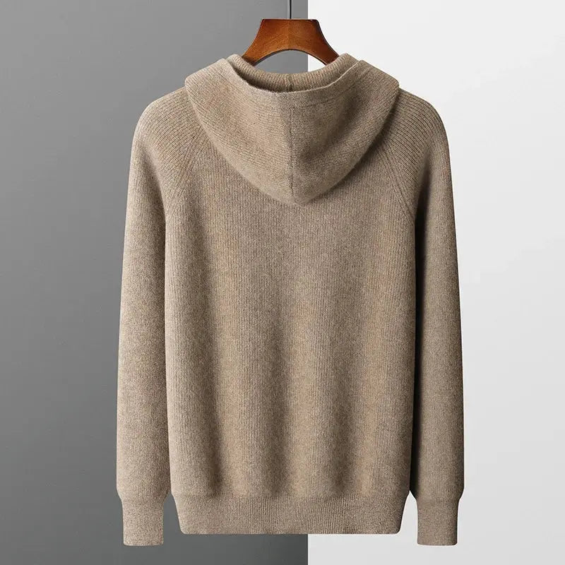 Men's Casual Zip-Up Hooded Cardigan Sweater for Everyday Comfort and Style