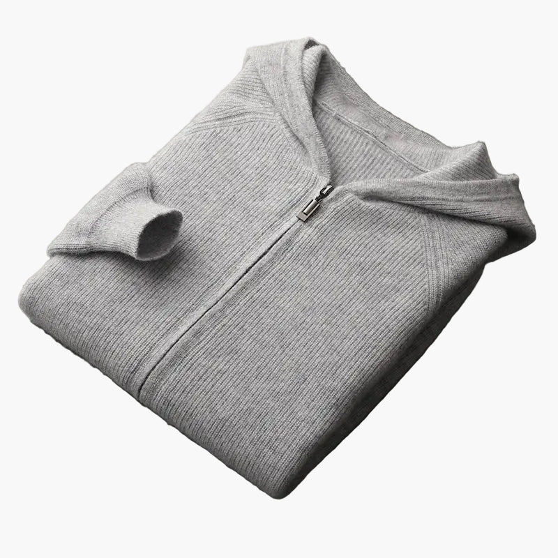 Men's Casual Zip-Up Hooded Cardigan Sweater for Everyday Comfort and Style