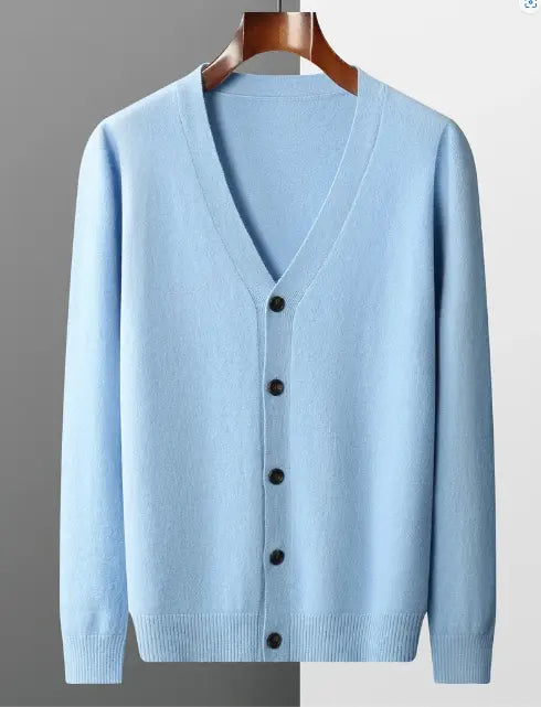 Men's Classic V-Neck Cardigan Sweater – Versatile Everyday & Office Style