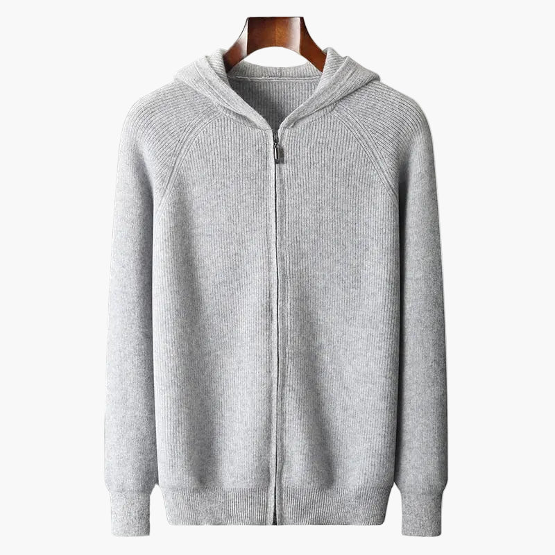 Men's Casual Zip-Up Hooded Cardigan Sweater for Everyday Comfort and Style