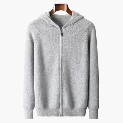 Men's Casual Zip-Up Hooded Cardigan Sweater for Everyday Comfort and Style