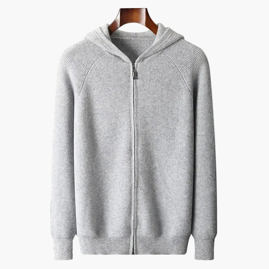 Men's Casual Zip-Up Hooded Cardigan Sweater for Everyday Comfort and Style
