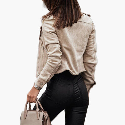 Women's Classic Biker Style Faux Leather Jacket - Modern Everyday Fashion