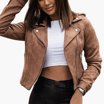 Women's Classic Biker Style Faux Leather Jacket - Modern Everyday Fashion