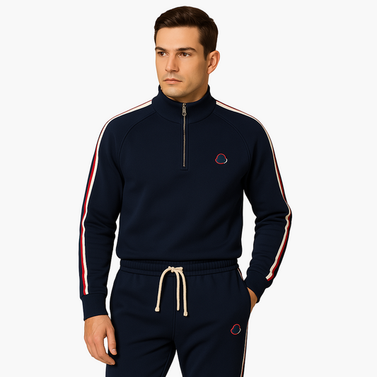 Men's Modern Athletic Jogging Set with Half-Zip Sweater – Casual Sportswear Outfit