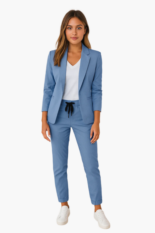 Women's Business Casual Jogger Suit Set – Blazer and Pants for Office or Everyday Elegance