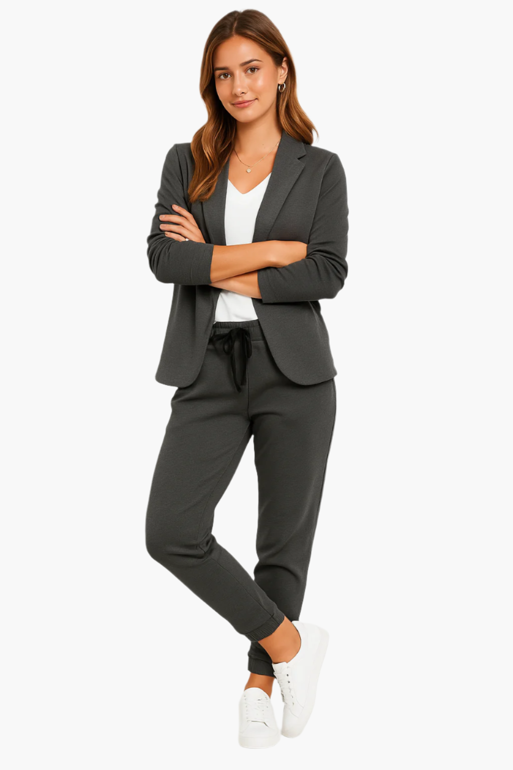 Women's Business Casual Jogger Suit Set – Blazer and Pants for Office or Everyday Elegance