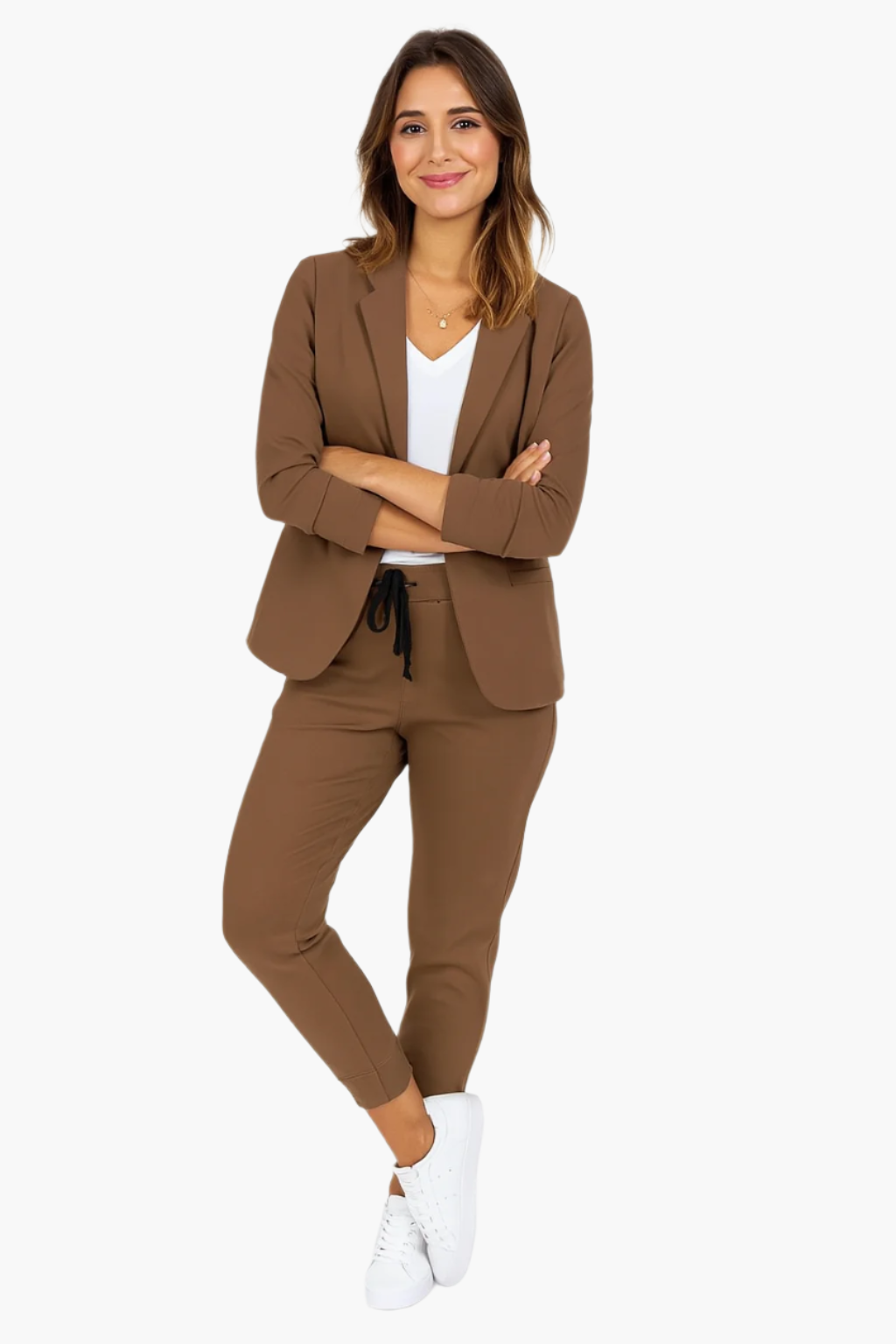Women's Business Casual Jogger Suit Set – Blazer and Pants for Office or Everyday Elegance