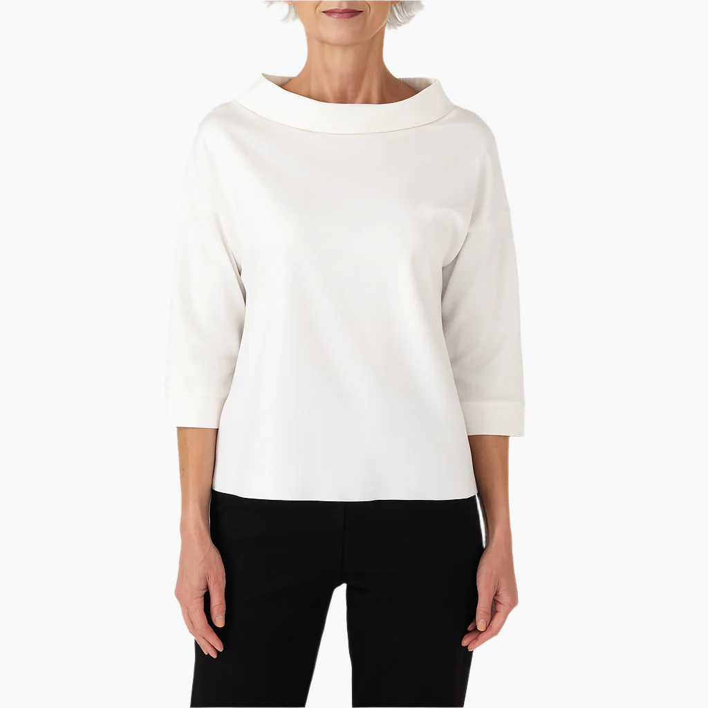 Women's Elegant High Collar 3/4 Sleeve Top – Versatile Everyday & Formal Blouse