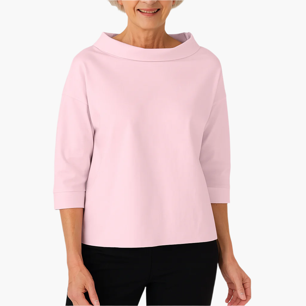 Women's Elegant High Collar 3/4 Sleeve Top – Versatile Everyday & Formal Blouse
