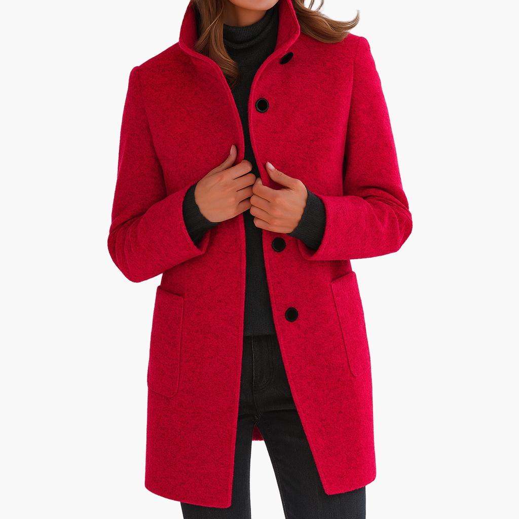 Women’s Elegant Mid-Length Coat – Timeless Outerwear for Everyday and Office Wear
