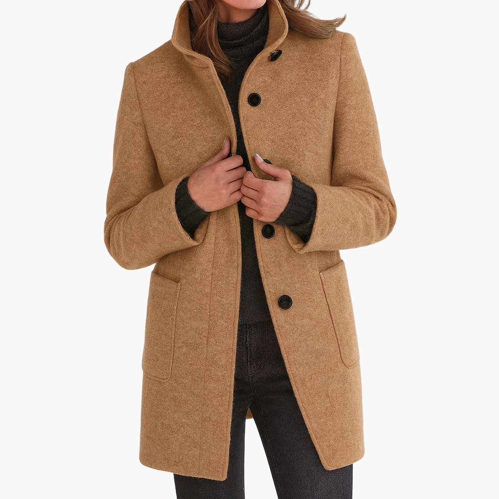 Women’s Elegant Mid-Length Coat – Timeless Outerwear for Everyday and Office Wear