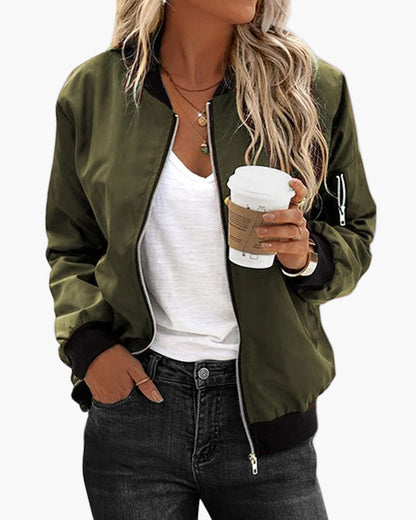 Women's Classic Bomber Jacket Casual Street Style