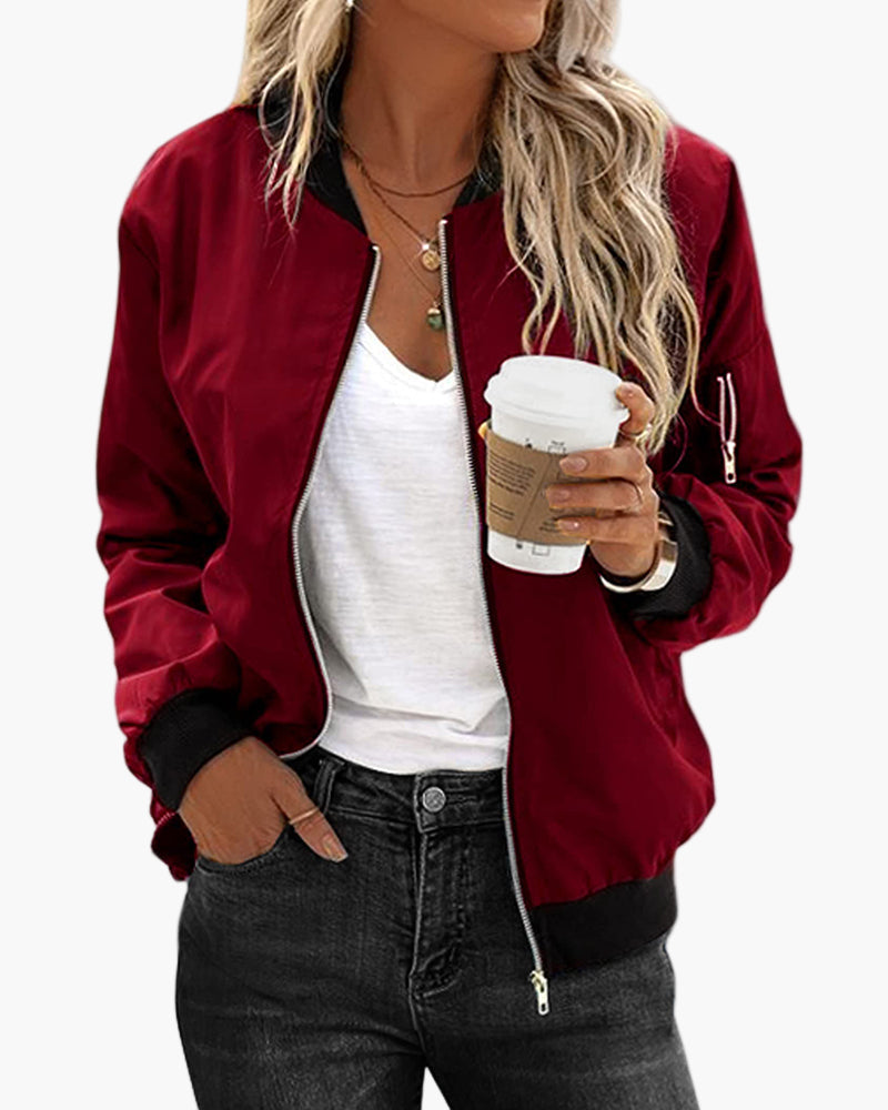 Women's Classic Bomber Jacket Casual Street Style