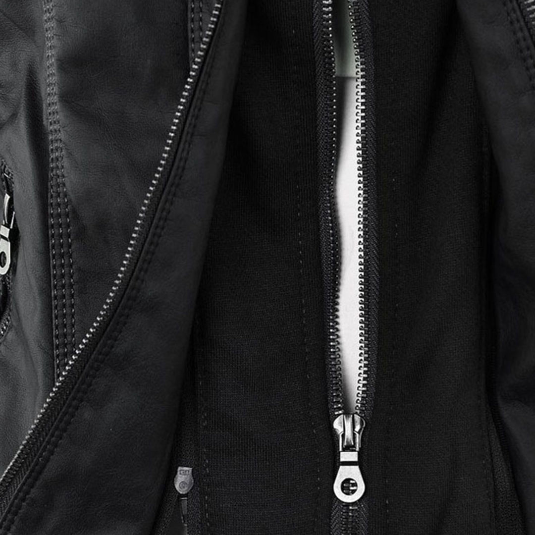 Women's Hooded Vegan Leather Jacket – Stylish Weatherproof Moto Design for Everyday Wear