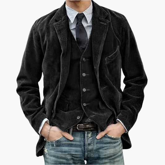 Men's Vintage Corduroy Blazer – Classic Casual Suit Jacket for Fall and Winter