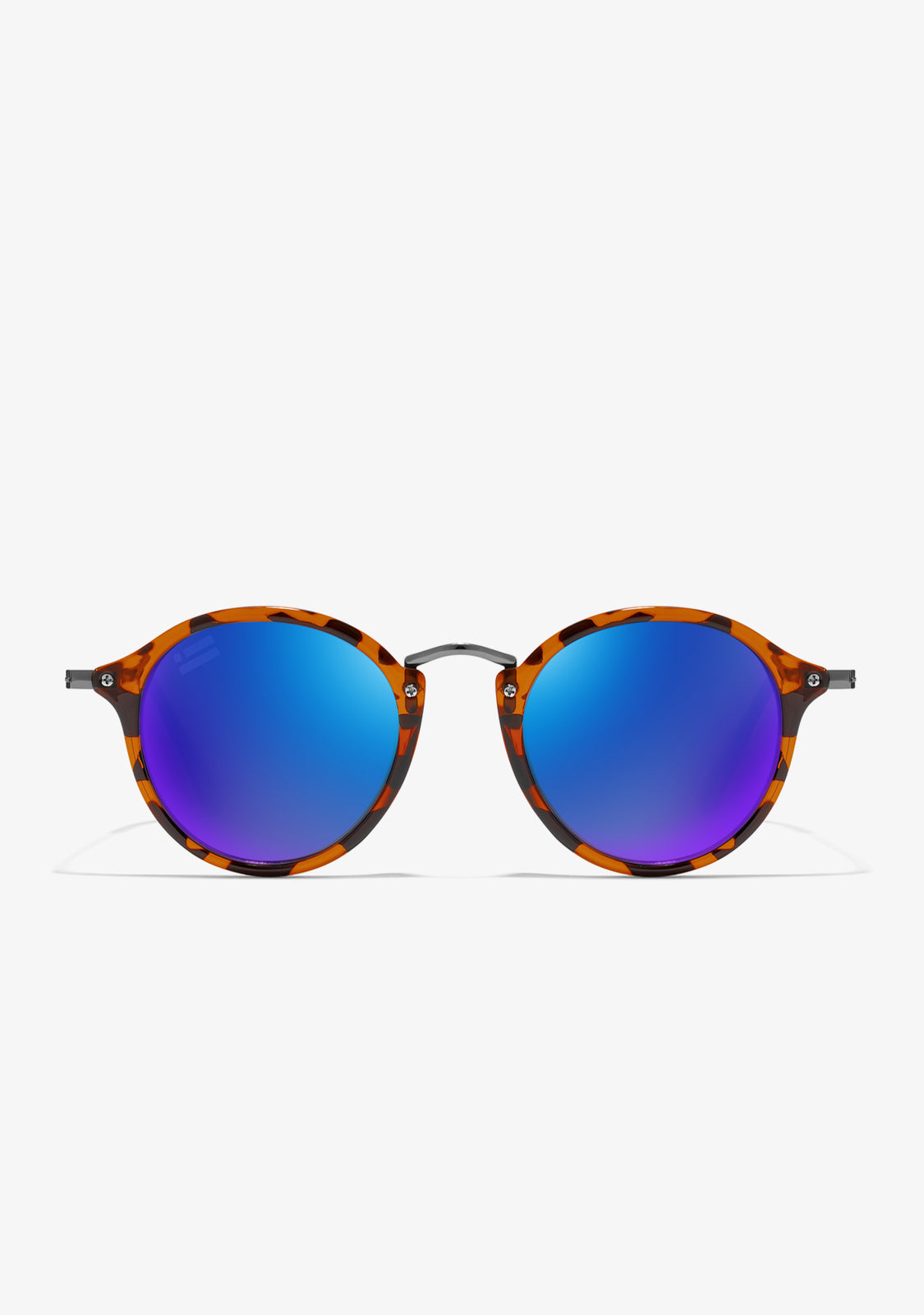Natasha – Unisex Round Tortoise Shell Sunglasses with Polarized Blue Mirrored Lenses