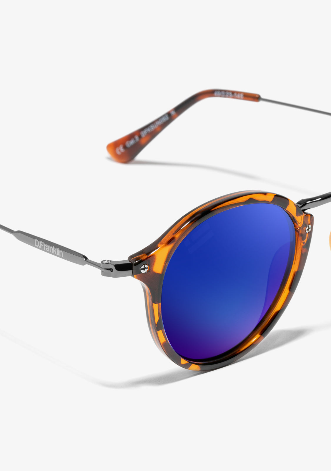 Natasha – Unisex Round Tortoise Shell Sunglasses with Polarized Blue Mirrored Lenses