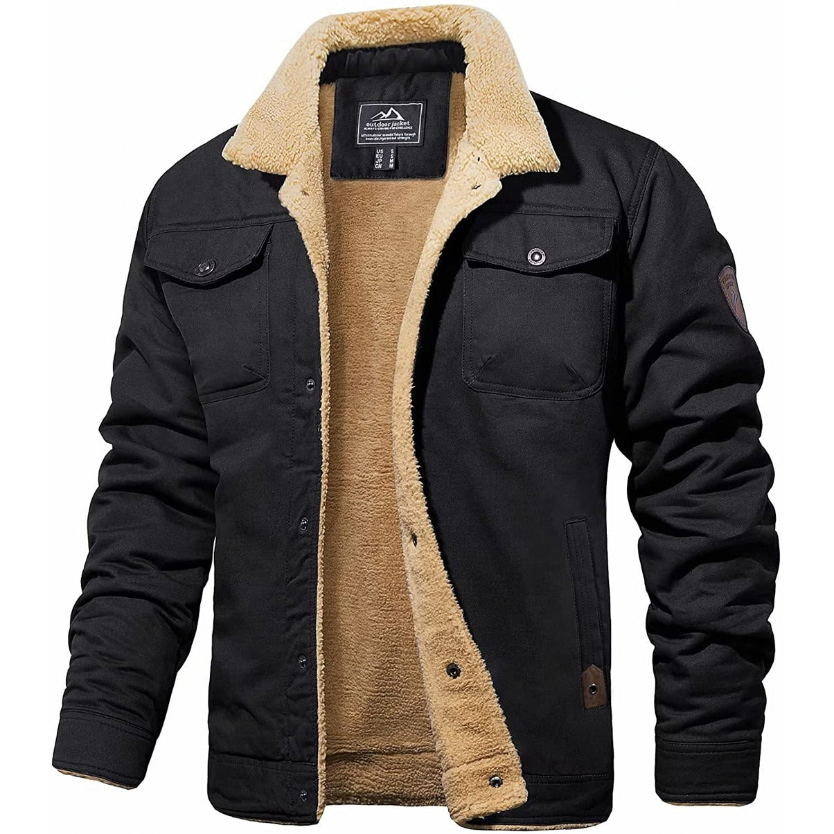 Men's Vintage Winter Bomber Jacket – Classic Warm Sherpa-Lined Casual Outerwear