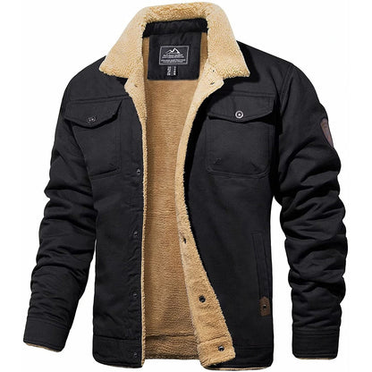 Men's Vintage Winter Bomber Jacket – Classic Warm Sherpa-Lined Casual Outerwear