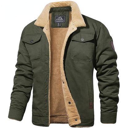 Men's Vintage Winter Bomber Jacket – Classic Warm Sherpa-Lined Casual Outerwear
