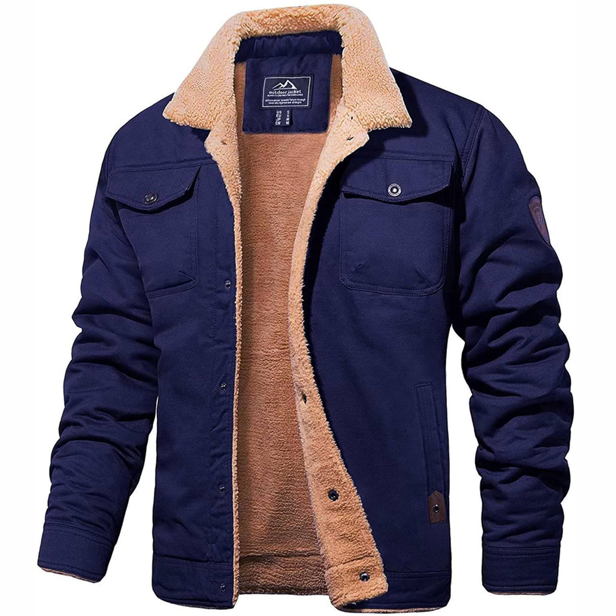 Men's Vintage Winter Bomber Jacket – Classic Warm Sherpa-Lined Casual Outerwear