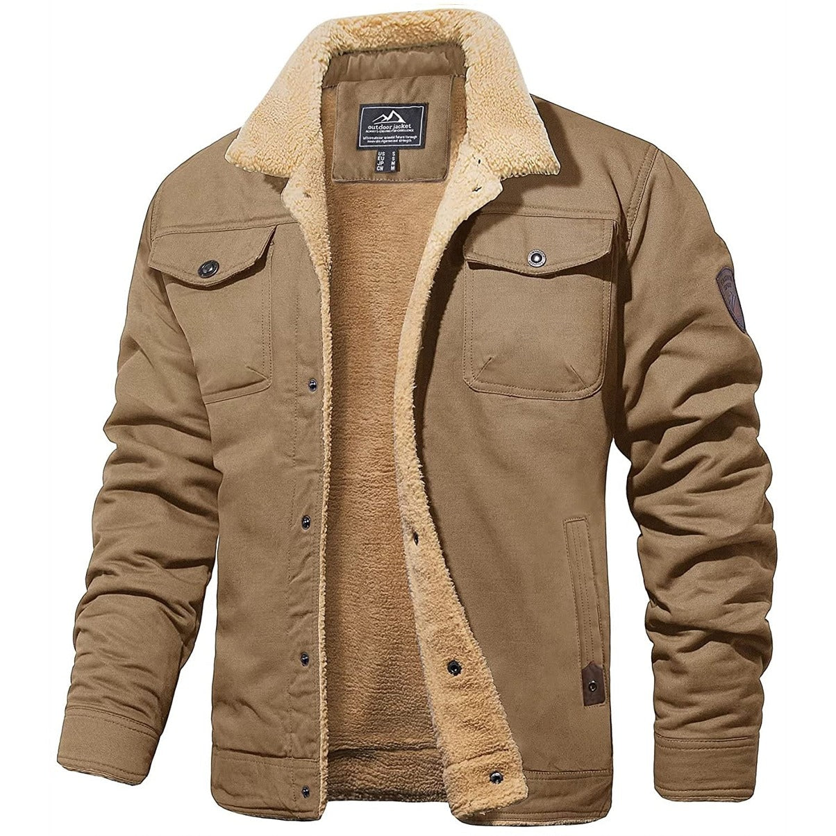 Men's Vintage Winter Bomber Jacket – Classic Warm Sherpa-Lined Casual Outerwear