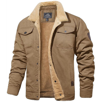 Men's Vintage Winter Bomber Jacket – Classic Warm Sherpa-Lined Casual Outerwear