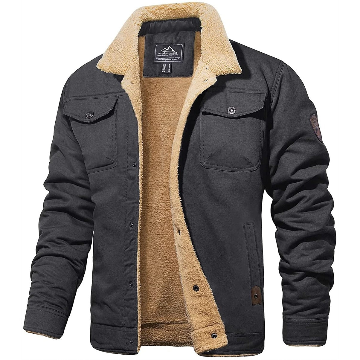 Men's Vintage Winter Bomber Jacket – Classic Warm Sherpa-Lined Casual Outerwear