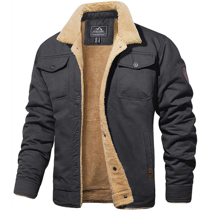 Men's Vintage Winter Bomber Jacket – Classic Warm Sherpa-Lined Casual Outerwear