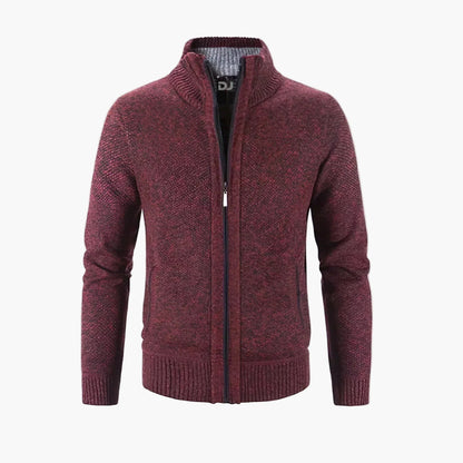 Men's Modern Zip-Up Knit Cardigan Sweater for Casual and Office Wear