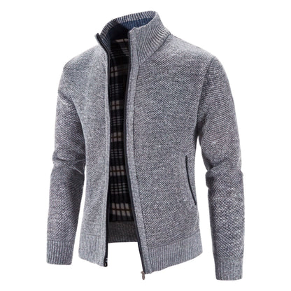 Men's Modern Zip-Up Knit Cardigan Sweater for Casual and Office Wear