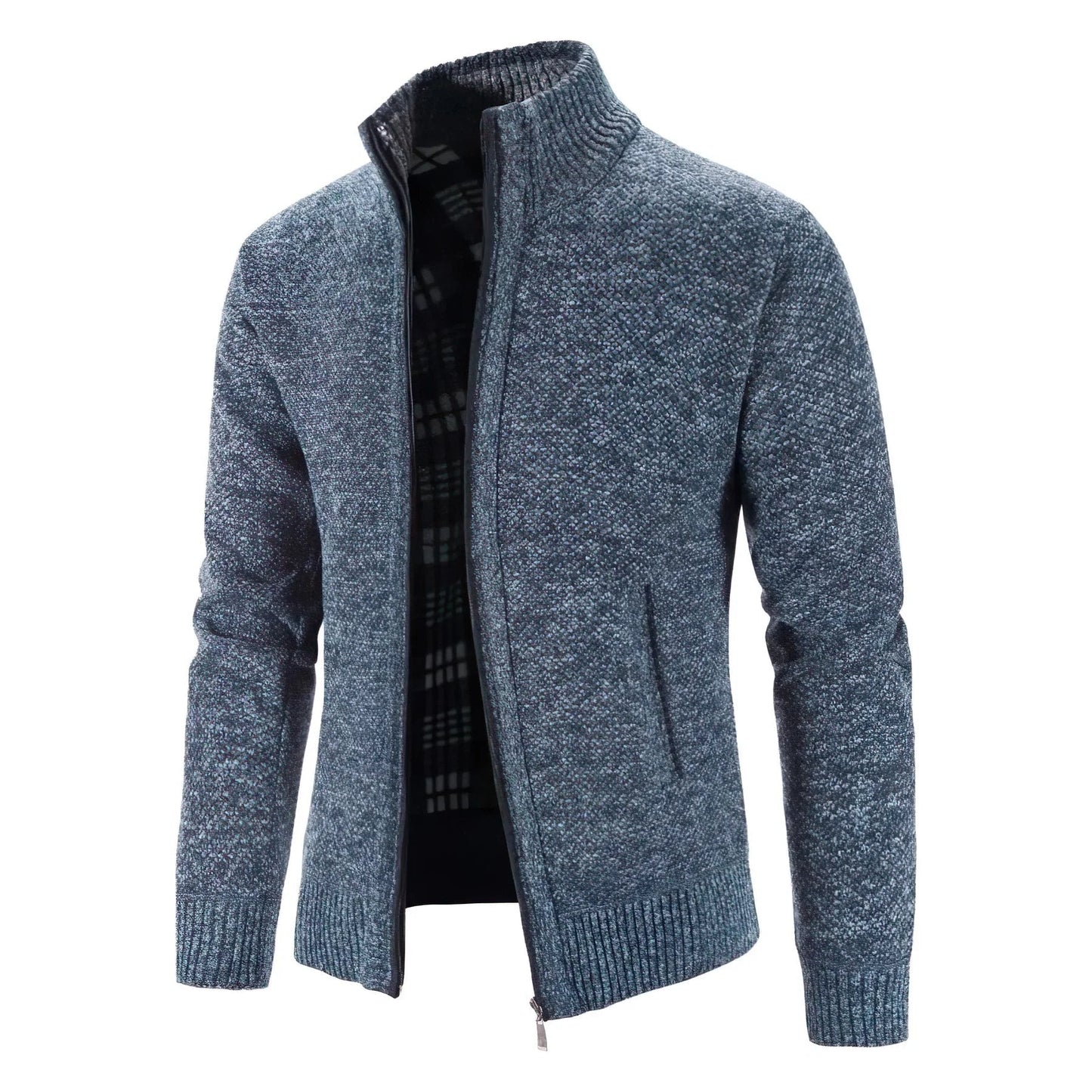 Men's Modern Zip-Up Knit Cardigan Sweater for Casual and Office Wear