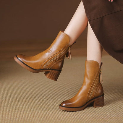 Women's High-Heel Leather Ankle Boots for Sophisticated Everyday Style