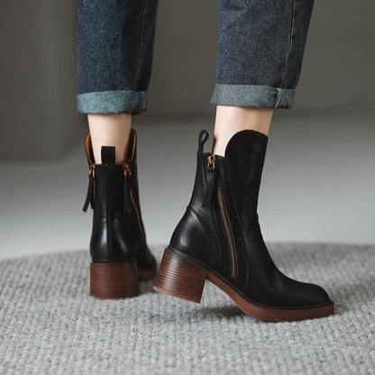 Women's High-Heel Leather Ankle Boots for Sophisticated Everyday Style