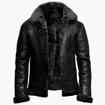 Men's Classic Shearling-Lined Winter Leather Jacket - Stylish, Warm & Durable Outerwear