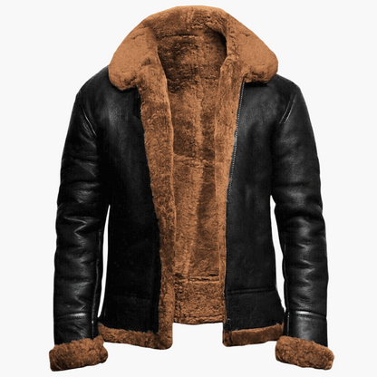 Men's Classic Shearling-Lined Winter Leather Jacket - Stylish, Warm & Durable Outerwear