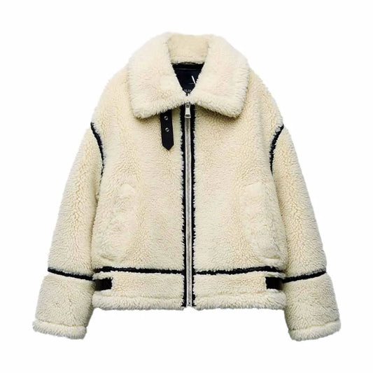Women's Stylish Winter Shearling Jacket – Trendy Warm Outerwear for Versatile Occasions
