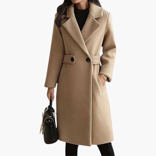Women's Elegant Wool Winter Coat with Belted Waist – Tailored Formal & Casual Outerwear