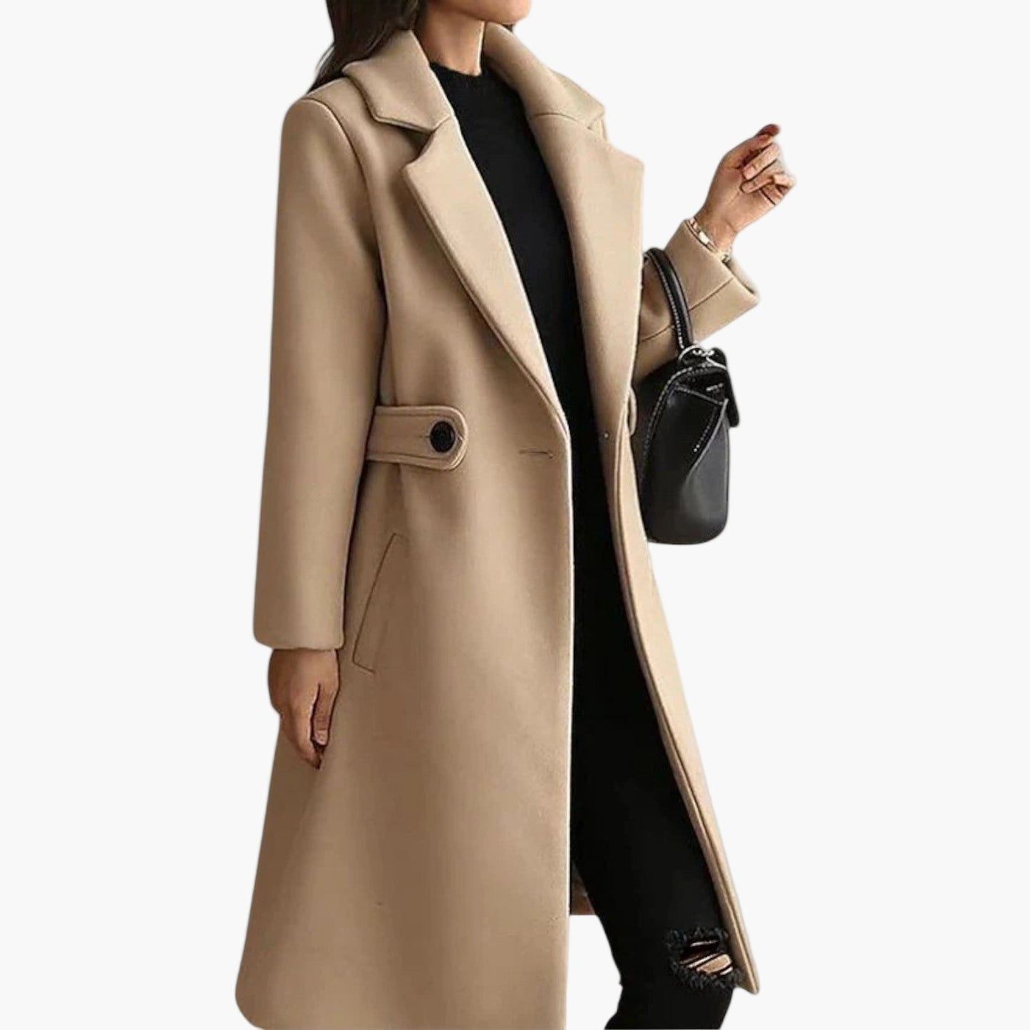 Women's Elegant Wool Winter Coat with Belted Waist – Tailored Formal & Casual Outerwear