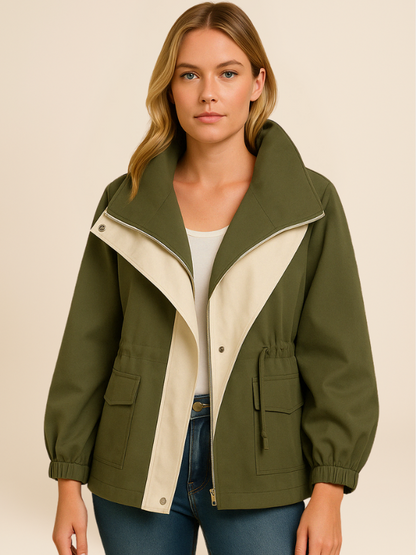 Women's Oversized Windbreaker Jacket Casual Layered Style