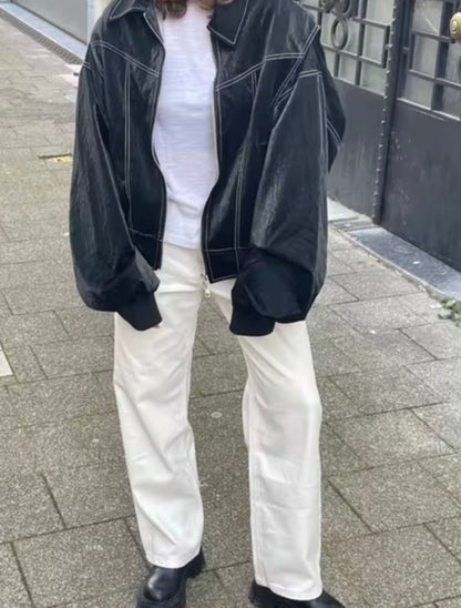Women's Oversized Bomber Jacket – Casual Streetwear, Comfort Fit, Trendy Everyday Outerwear