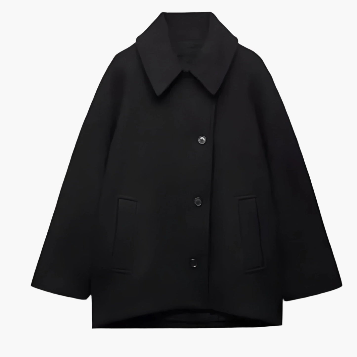 Women's Oversized Vegan Wool Blend Double-Breasted Coat – Boxy Fit, Elegant Street Style, Fall/Winter
