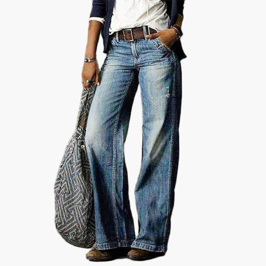 Women's High Waist Wide Leg Jeans Vintage Style Casual Denim Pants