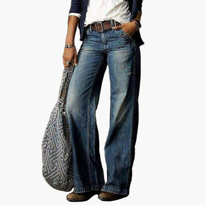 Women's High Waist Wide Leg Jeans Vintage Style Casual Denim Pants