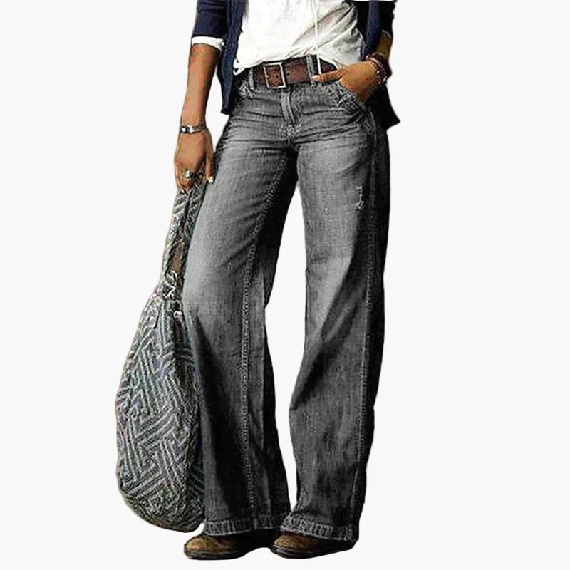 Women's High Waist Wide Leg Jeans Vintage Style Casual Denim Pants