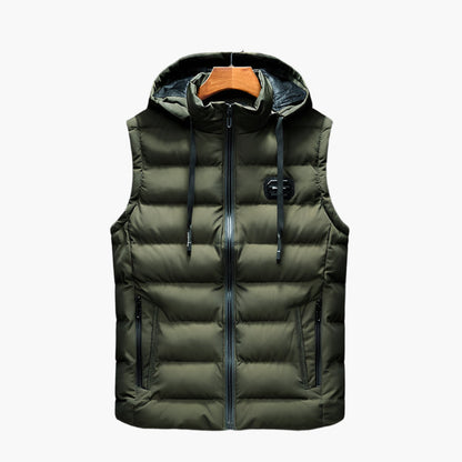 Men's Puffer Thermal Vest with Hood – Modern Outdoor and Casual Style