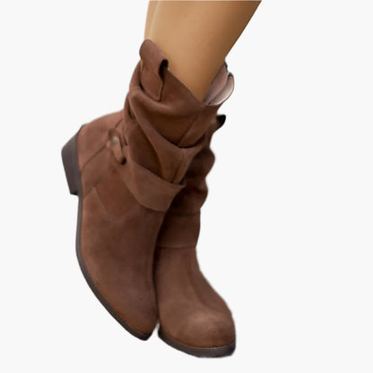 Women's Low-Cut Suede Boots with Zipper – Casual Comfortable Slip-Resistant Style
