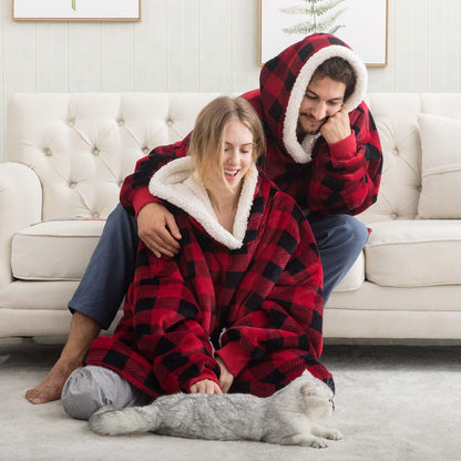 Women's Cozy Oversized Hoodie Blanket – Ultra Soft Fleece Lounge Wear with Hood and Pockets